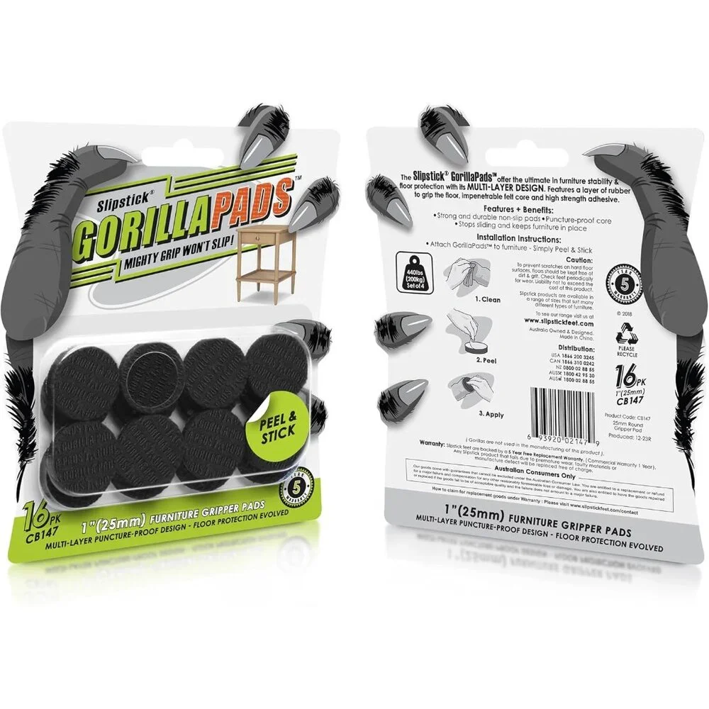 GorillaPads CB147 Non Slip Furniture Pads/Gripper Feet Set of 16 Self Adhesive R